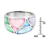 AERAVIDA Savremeni geometrijski uzorak višebojni majka biserna srebrni prsten za ženska godišnjica veličine-10