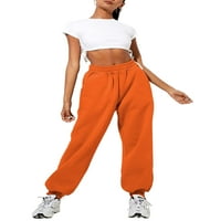 Ženske pantalone Čvrstoteće pune boje visoki struk jogger hlače salon dna fitness narančasta