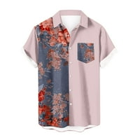 JMntiy MENS Classic majica Mekani obični modni ovratnik na havajskim tiskarskim rukavima ima džepove Cardigan majica gumba