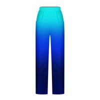 Široke pantalone za noge za žene Ležerni džep elastični struk stilskim hlačama za ispis Labavi fit pantalone
