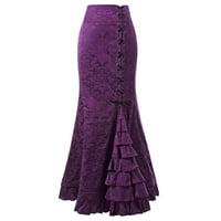 Knqrhpse Maxi Haljine za žene Žene Punk Style Retro suknja Vintage Long Ruffle Slim Fit Fishtail suknje za žene Ženske haljine ljubičaste 3xl