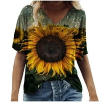 Košulje za žene Trendy Scenic Okrugla Veličina Ležerne prilike vrat Plus majica Cvijeće Modna bluza