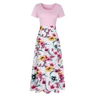 Semimay haljina s kratkim rukavima ljetna cvjetna ljuljačka casual maxi sandress haljina tiskana ženska