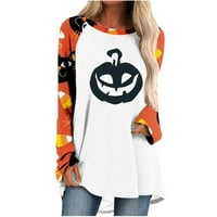 Zrak za žene Žene Ležerne prilike sa dugim rukavima Okrugli vrat Labava bluza Halloween Odštampane košulje