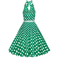 Retro haljina 1950-ih za žene polka dot halter koktel rukata bez rukava A-line ljuljački vintage rockabilly haljine sa pojasom zelenim xl