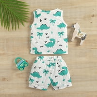Odjeća za djecu za bebe Summer bez rukava Dinosaur Vest THIrts The Horts Postavite odjeću za bebe 6- mjeseci