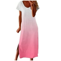Gacuw Summer Maxi haljine za ženska kratka majica kratkih rukava Calf Dužina Dužina Shift Haljine Trendne