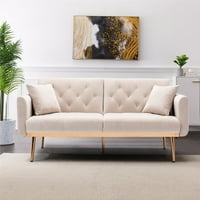 Velvet Futon kauč na razvlačenje s jastucima, moderno tapeciranim naglašenim kaučem s podesivim naslonima