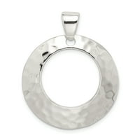 Karat u karasu sterling srebrni polirani krug šarm Privjesak sa sterlijskim srebrnim konopcem ogrlica