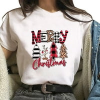 Ušteda Ženska Božićna kratka majica Božićno drvo slovo Grapfic Ispis Kratki rukav ženski okrugli vrat