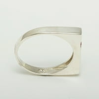Britanci napravio 14k bijelo zlato prirodno rubin muški prsten za bend - Opcije veličine - veličine 6