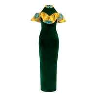 Duge haljine za ženske haljine s rukavima Elegantna elegantna banketna haljina s ramena zelena haljina 3xl