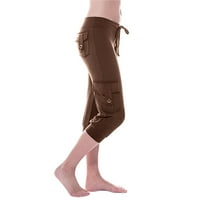 Dame Ljetni modni ugodni labavi elastični džep za struk Džepne joge obrezane hlače