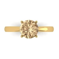 1. CT sjajan okrugli rez CLEAR simulirani dijamant 18k žuti zlatni pasijans prsten sz 9.5