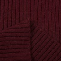 Džemper za žene za žene jesen i zimska solidna boja V izrez mjehurić rukavi pleteni dugih rukava ženski