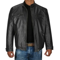 FESFESFES kožna jakna za muške casual štand ovratnik čvrsta jakna Zipper džepni kožni zazor ispod 10