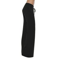 Charella Women Workout out tamnasti Stretch tipka za struku Pocket Yoga teretana Loose hlače Black,
