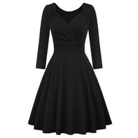 Ličnost Čvrsta boja Vintage haljina Jednostavan i izvrstan dizajn Pogodan za sve prilike Ženska casual haljina crna xxl