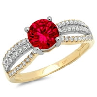 1.27ct okrugli rez crveni simulirani ruby ​​18k žuti bijeli zlatni graviranje izjava bridalna godišnjica Angažovanje vjenčanog prstena veličine 6.25