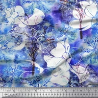 Soimoi Rayon Crepe tkanina snježna pahuljica i drveni akvarel tiskani zanatski tkanini sa dvorištem širom