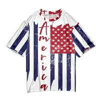 Ženska američka košulja za zastave kratki rukav okrugli izrez SAD-a u SAD-u Neovisnost 4. srpnja Flag Top Labavi patriotski majica majica