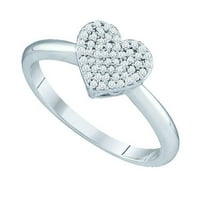 10k bijelo zlato okruglo Diamond Heart Modni prsten CTTW