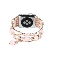 Checkmini Kompatibilan sa Apple Watch Band Rose Gold Women Agate Pearl narukvica, modna ručno rađena elastična zamjena za IWATCH opsege serije