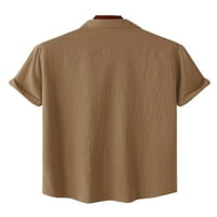 Cindysus muns majica rever izrez majice kratki rukav na vrhu Ljetna majica labava bluza Khaki M