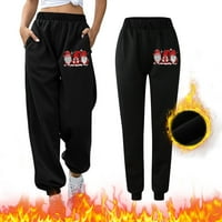 FZM ženske jesenske zimske solidne boje TANKS Workout Home Topla elastična struka pantalone hlače