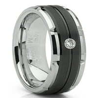 Muški volfram Carbide Wedding Bend Real Diamond. Dva tona crna prstena 7.5