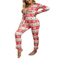 Cathery ružna božićna pidžama za žene Onceies pidžama V izrez Bodycon skok za spavanje, noćna odjeća