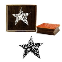 Printtoo Star uzorak Square Crafting Drveni gumeni pečatni kačice