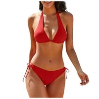 Bikini moda odvojena seksi s grudnjacima bez čelika grudnjaci ženski kupaći kupaći kostim crveni m