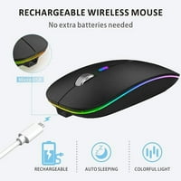 Bežični miš, g tanak punjivi bežični tihi miš, 2.4G prijenosni USB optički bežični računalni miševi sa USB prijemnikom i tipa C adapterom