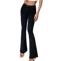 Mrat pune dužine hlače traperice udobne obrezirane radne hlače dame modni džep s visokim strukom Čvrsta
