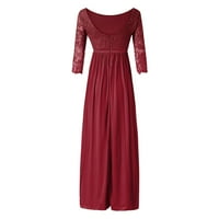 Bazyrey ženska ljetna haljina Ljetna čipka kratki rukav Maxi ljetna haljina ženska puna casual okrugla dekoltetna haljina crvena m