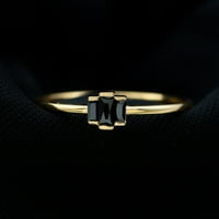 Dainty Stone Remise Prsten za žene, Baguette Oblik Crni Prsten, 14k žuto zlato, SAD 6,50