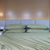 Elizabeth Samuel King Veličina Sage Zeleni 6-komadni krevet za krevet, bambusovi listovi sa dubokim