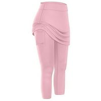 Vinarija Yoga Nogaška suknja Žene Skirted Teniski gamaši džepovi Capris Sportske elastične hlače Plaža Polufalna haljina ružičasta S