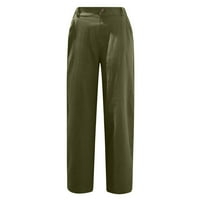Aoochasliy Clearence ženske hlače Petite Petite džepovi džepa u boji elastični struk Udobne ravne hlače