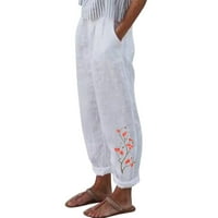 Capri hlače za žene obrezane kancelarije sa džepovima širok noga casual mekog hlača lagana kapris bijeli l