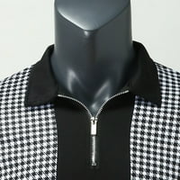 Yubnlvae muškarci muški povremeni patentni patentni zatvarač bluza ogrlica za zatvaranje lastavica Gird Splice polos majica - crna