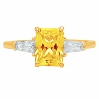 2. CT Sjajni smaragdni rez prozirni simulirani dijamant 18k žuto zlato Trobotan prsten SZ 8,75