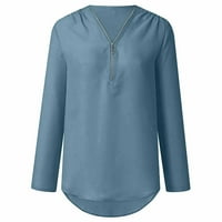 Borniu Plus size Ženski ljetni vrhovi Zip Ležerne prilike tunike Bluza za bluze za rušenje vrhova majica