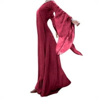 Ležerna haljina za žene Ljeto jesen zimske gotičke retro čvrste kuglične haljine dugih rukava duge maxi labave haljine