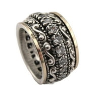 Yubnlvae prsten vintage etnički isklesani dragulj gumama pretjerano uređen za crknji prstena