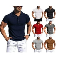 Kupretty muške polo majice kratkih rukava casual tanka majica sa čvrstim bojama vertikalna pruga na
