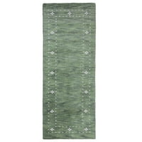 Rugsotički tepisi Ručni loom, tkalački prostirke od vunene vunene površine za dnevnu sobu spavaća soba, zelena, 2'8''x8 '