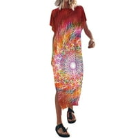 Haljine za žene plus veličine Ženska labava haljina za sunčanje Grafički grafički printer Srednji duljina