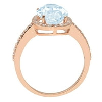 2.27ct ovalni rez plavi simulirani dijamant 18k ružičasti ružičasti zlato ugraviranje izjava bridalna godišnjica angažmana vjenčanog prstena veličine 10